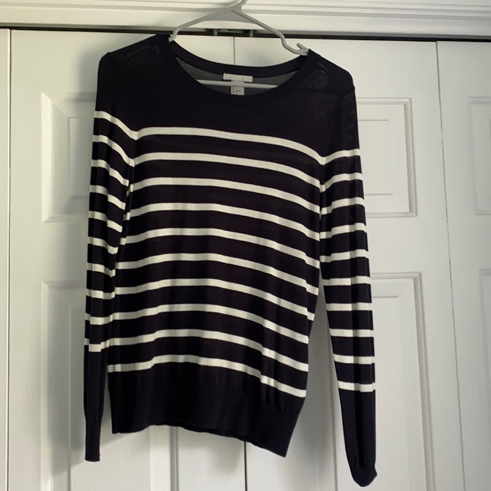 Blue and White Striped Sweater